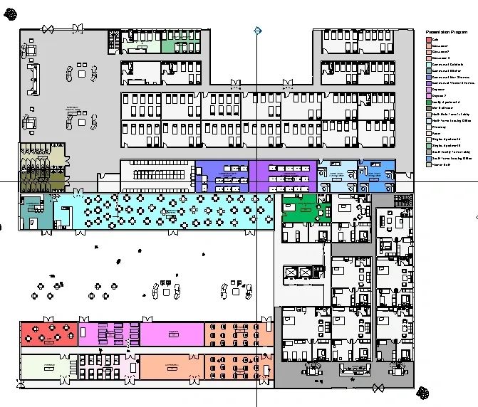 Black and white architectural section rendering.